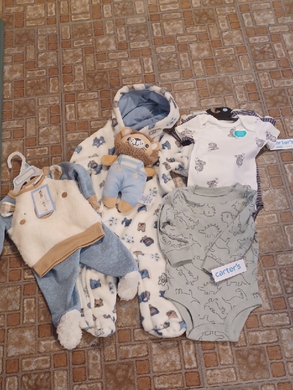 Duck Duck Goose , Carters Plush Hooded Romper and Bodysuit Set